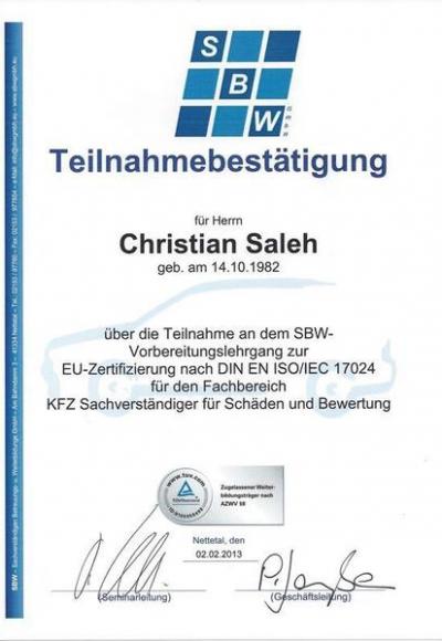 Die Zertifikate von Christian Saleh 